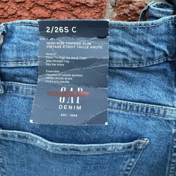 GAP High Rise Vintage Slim Distressed Blue Jeans - Picture 8 of 10